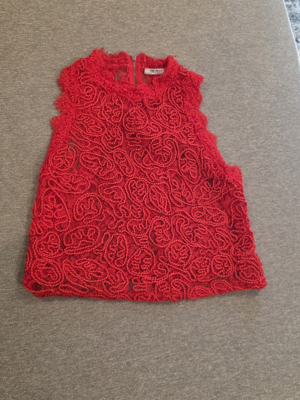Zara Red Lace Sleeveless Top